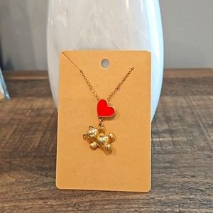 14" Gold Bear Heart Necklace